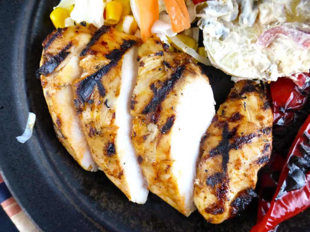 close up of grilled chicken