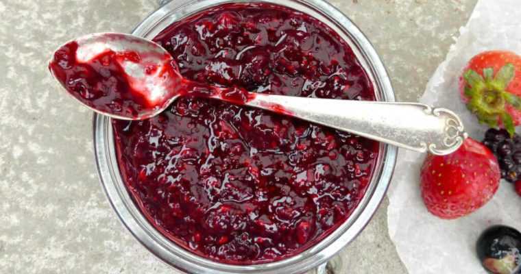 Maple Syrup Berry Jam with Lemon and Chia Seeds
