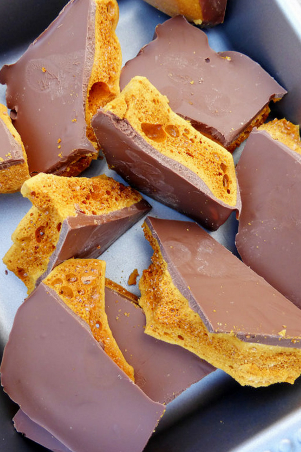 Chocolate Honeycomb (also known as Cinder Toffee)