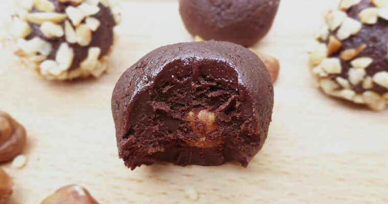 Dark Chocolate Avocado Truffles with Hazelnuts