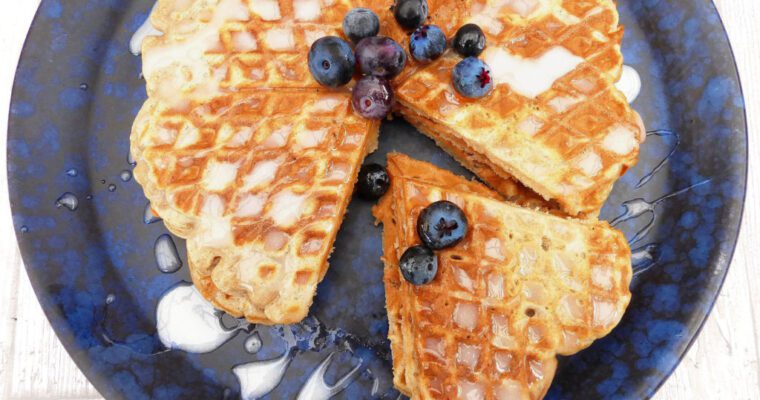 Cinnamon Bun Gluten Free Waffles with a Greek Yoghurt Drizzle