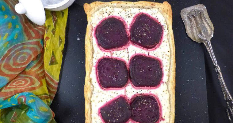 Beetroot Cream Cheese Puff Pastry (with black pepper & Greek yoghurt)