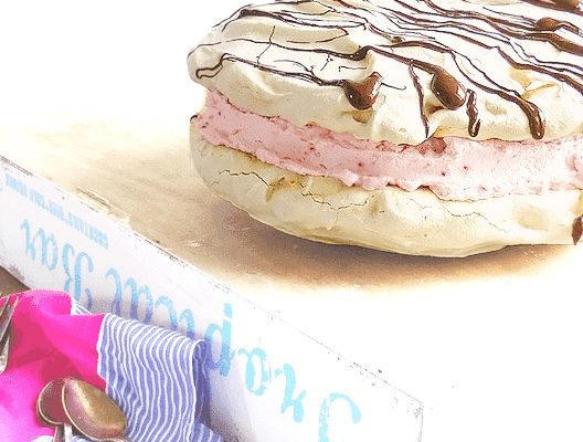 Homemade Meringue with Raspberry Whipped Cream