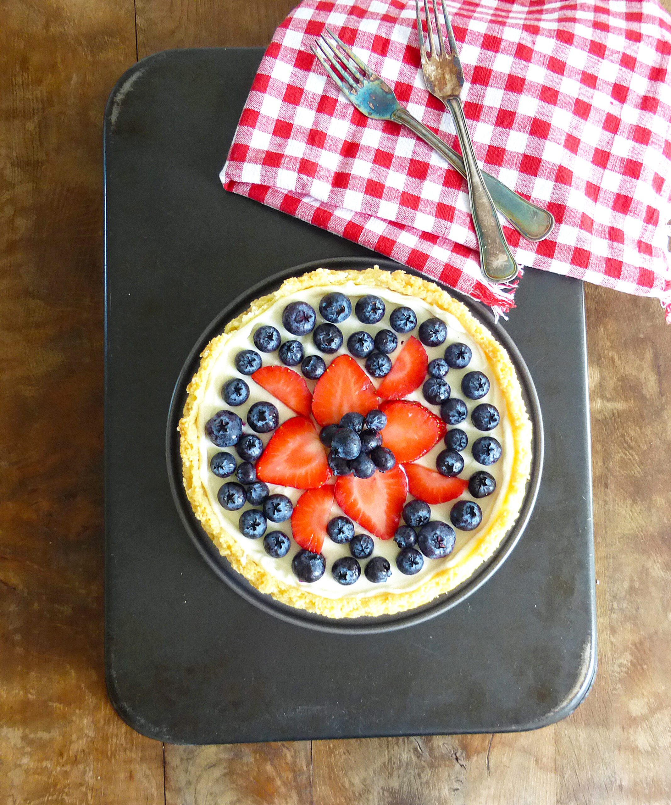 Gluten Free Lemon Cookie Pizza with Strawberries & Blueberries