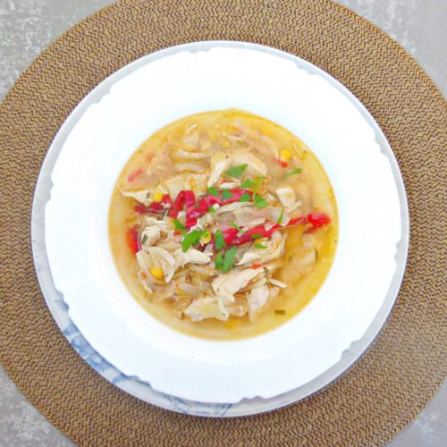 Chicken and Cabbage Crockpot Soup (Low Fat, Clean and GF)