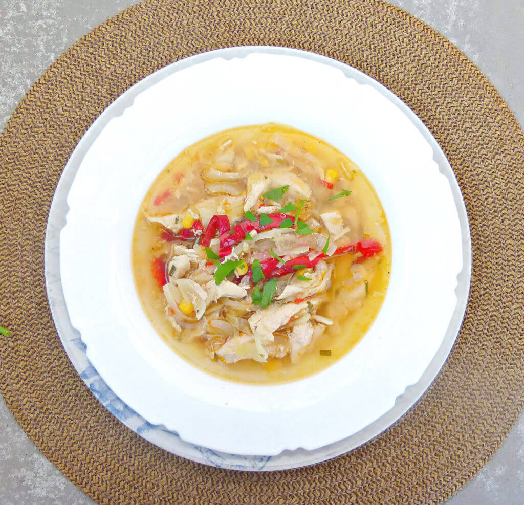 Chicken, Sweetcorn and Cabbage Crockpot Soup