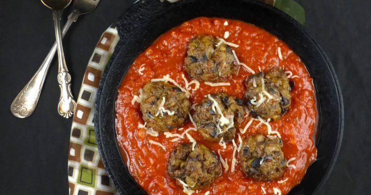 Mushroom Meatballs with Homemade Tomato Sauce