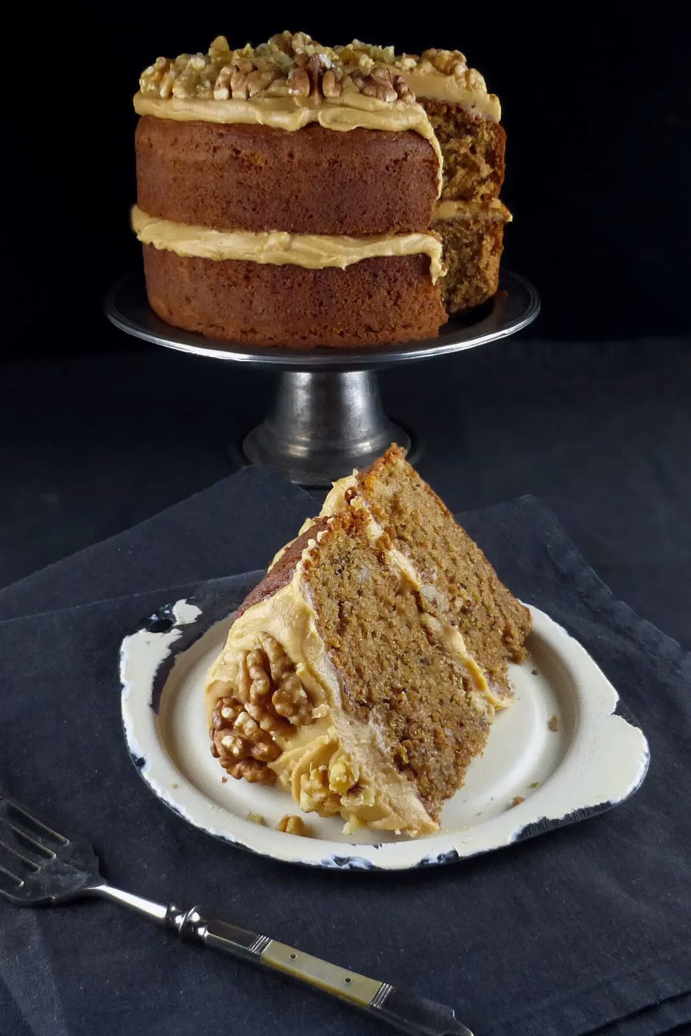 Coffee and Walnut Spelt Cake with Coffee Cream Cheese Frosting