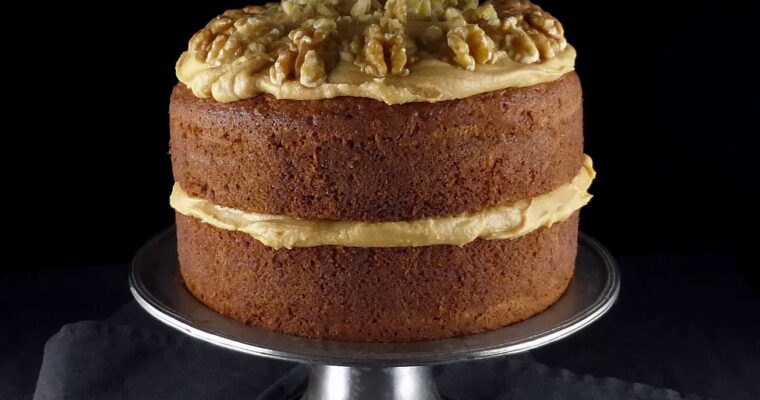 Coffee and Walnut Spelt Cake with Coffee Cream Cheese Frosting
