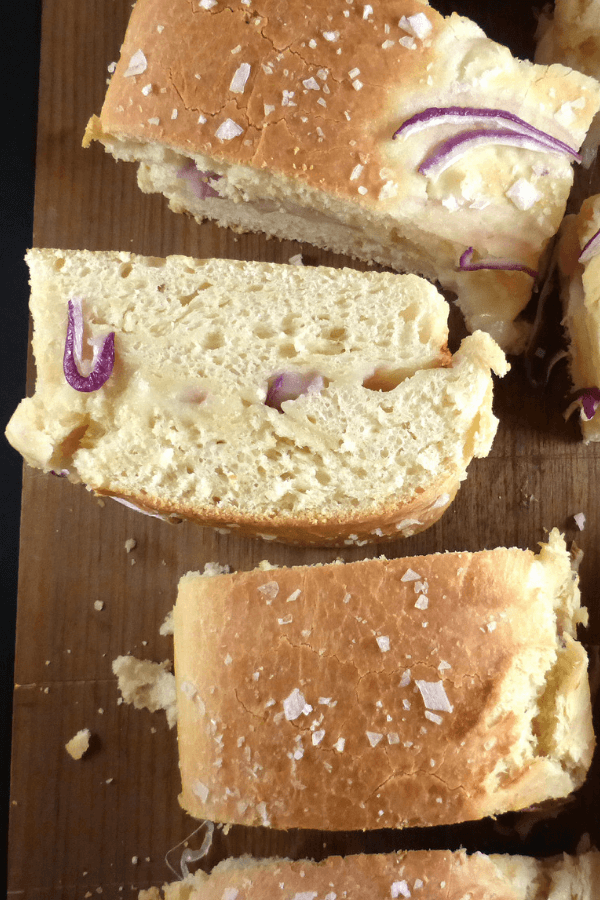 Home-Baked Mozzarella Spelt Bread with Red Onion