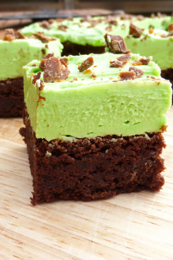 St Patrick\'s Day Chocolate Spelt Brownies with Mint Frosting