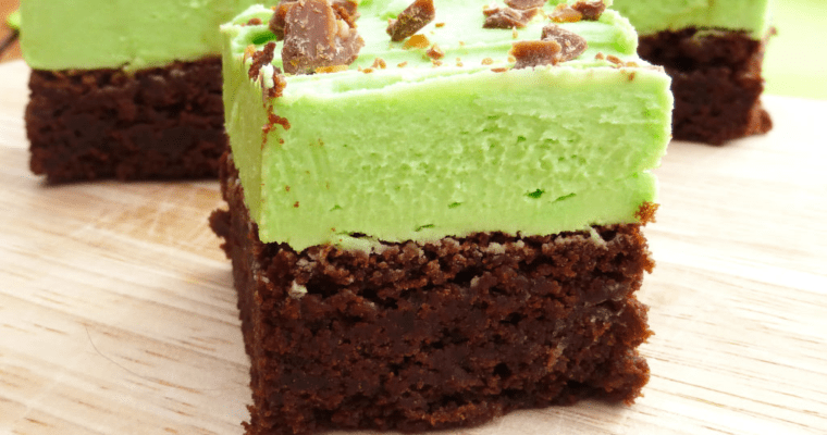 St Patrick’s Day Chocolate Spelt Brownies with Mint Frosting