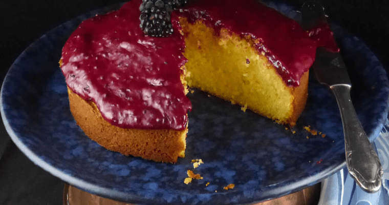 Lemon Spelt Cake with Blackberry Icing