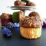 These gluten free vanilla muffins are topped with chopped dark chocolate and hazelnuts. You can also make them with regular and spelt flour.