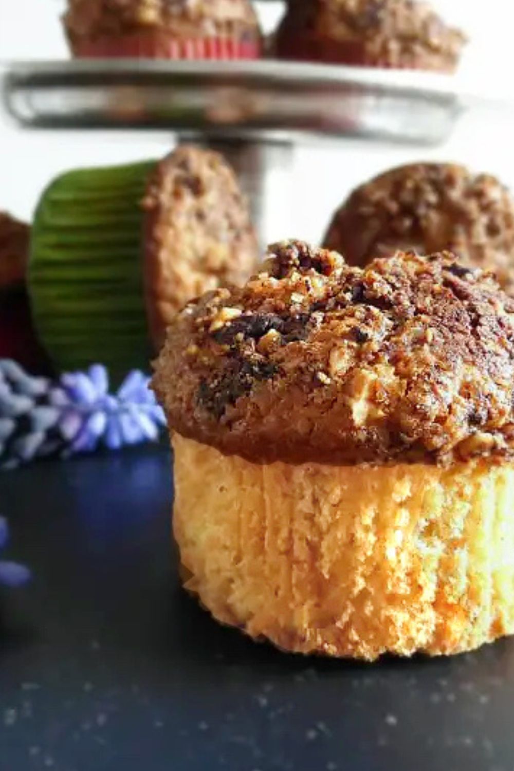 Gluten Free Vanilla Muffins with a Dark Chocolate and Hazelnut Topping