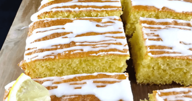 Simple Spelt Lemon Traybake with Lemon Icing