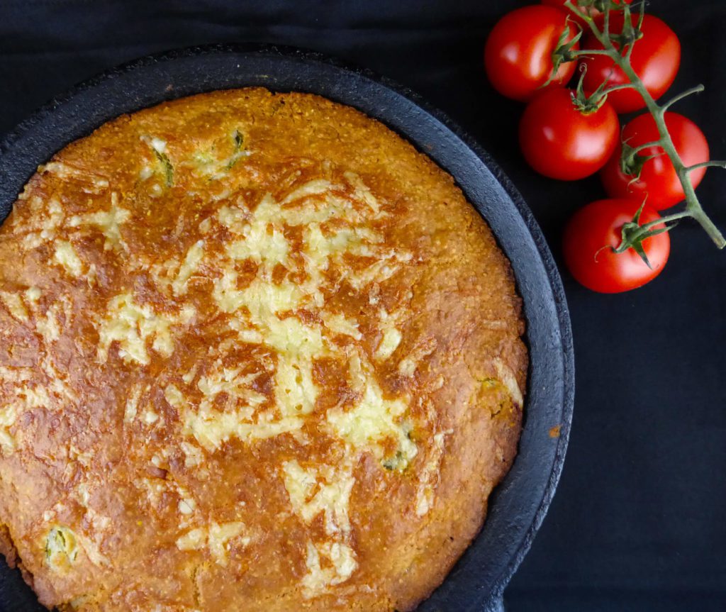 picture of cornbread in a skillet