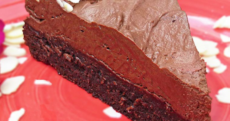 Spelt Brownie and Dark Chocolate Mousse Cake