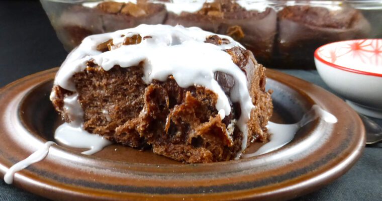 Chocolate Cinnamon Rolls with Vanilla Icing