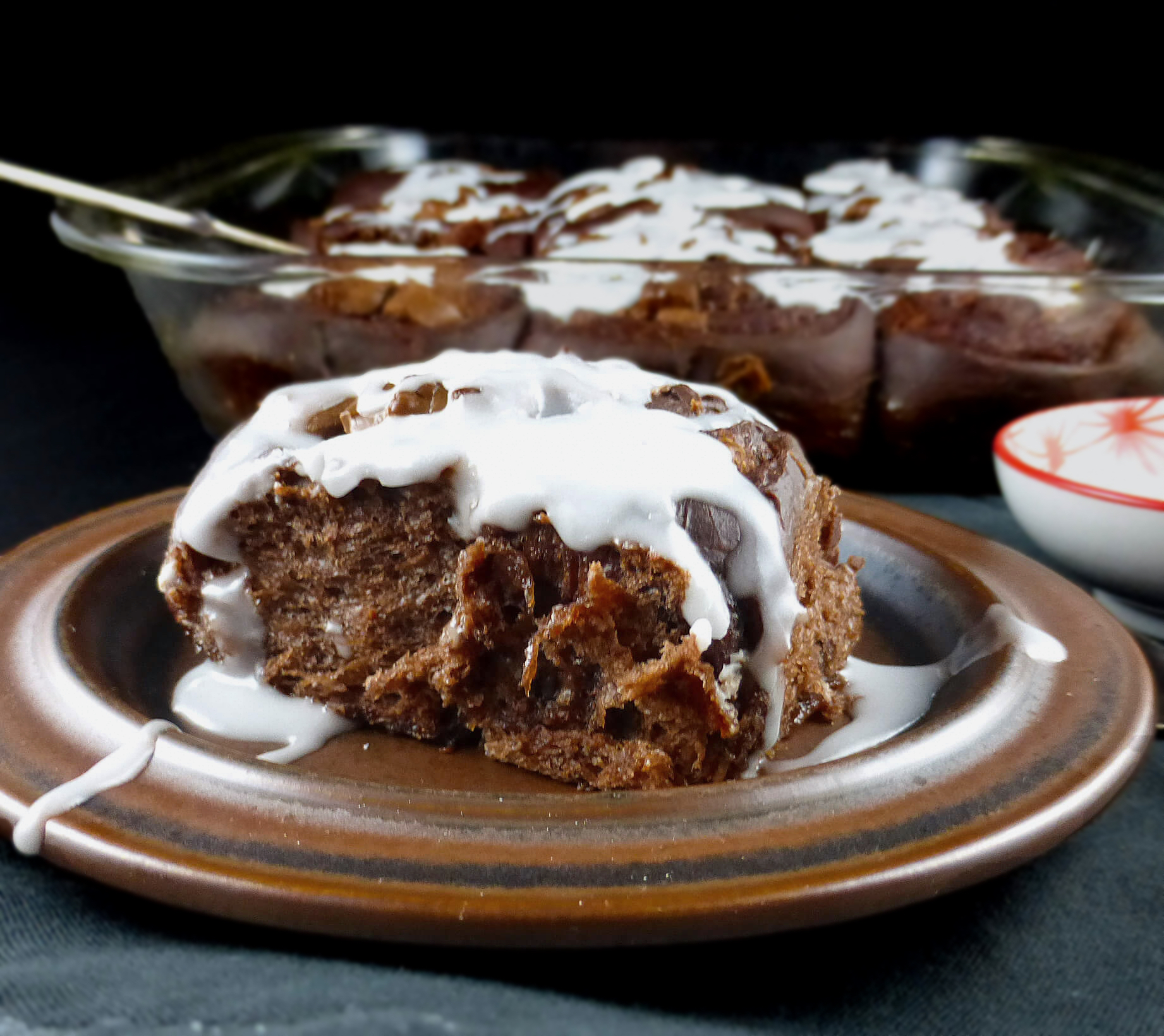 Chocolate Cinnamon Rolls with Vanilla Icing