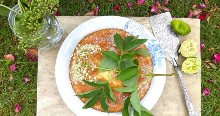 Simple Elderflower and Lime Drizzle Cake