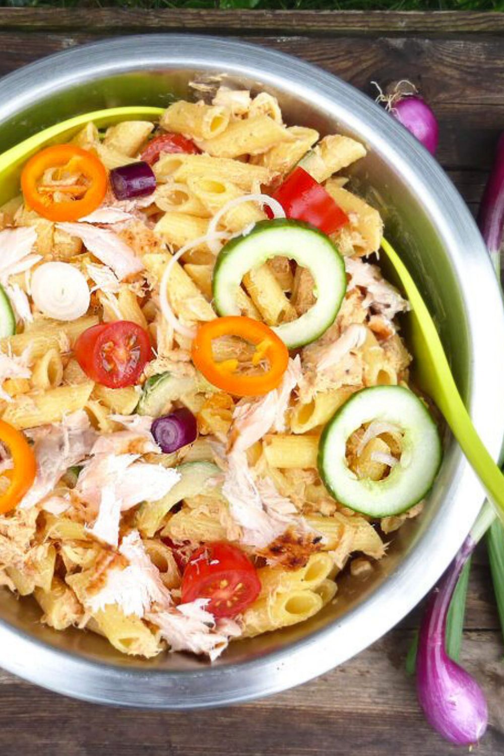 Lighter Salmon Pasta Salad with Greek Yoghurt Dressing
