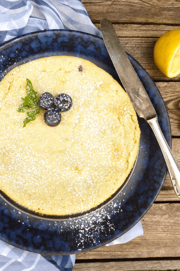 White Chocolate and Lemon Kladdkaka with Blueberries