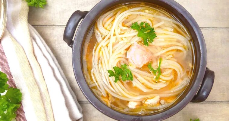 Salmon Teriyaki Noodle Soup