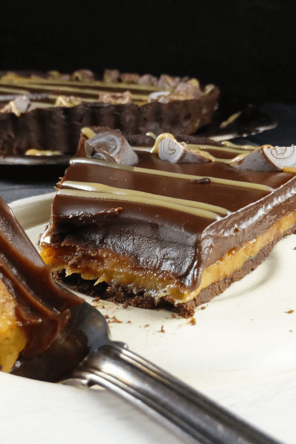 Spelt Chocolate Pie (with Homemade Caramel and Rolo Chocolate Ganache)