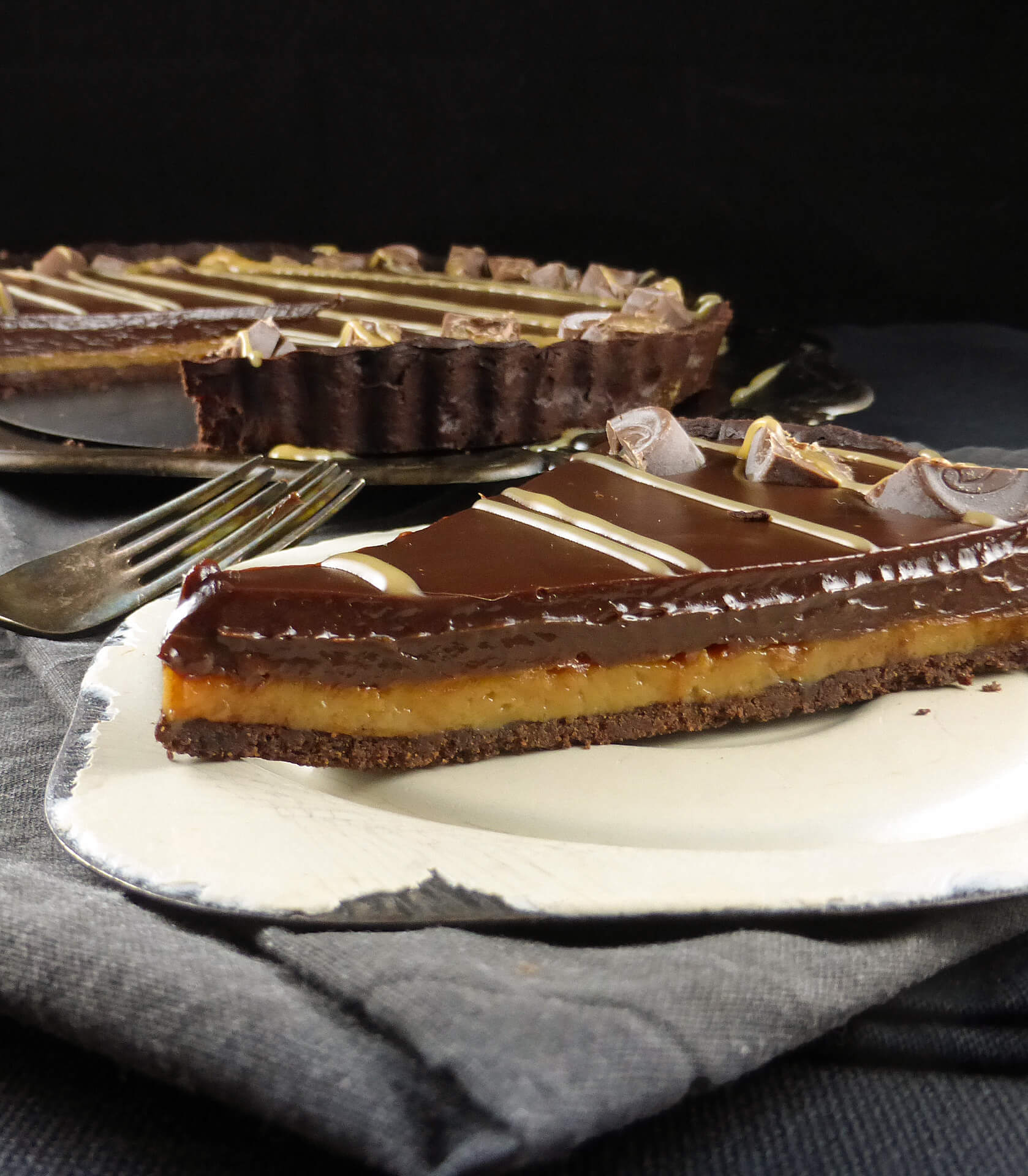 a slice of chocolate pie
