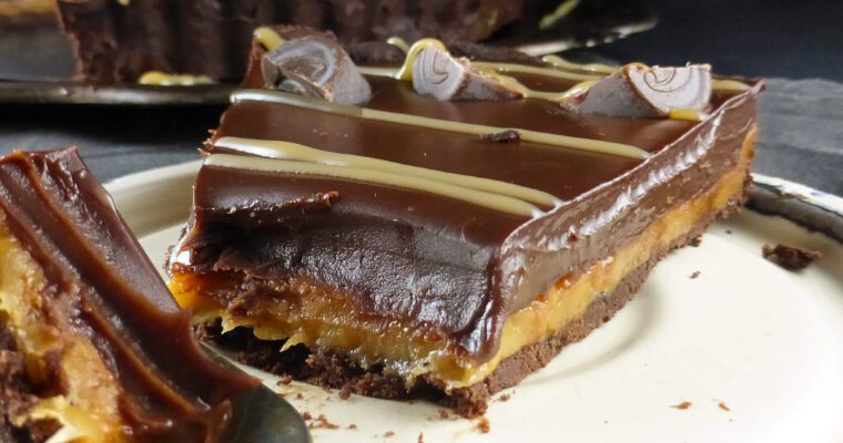 Spelt Chocolate Pie (with Homemade Caramel and Rolo Chocolate Ganache)