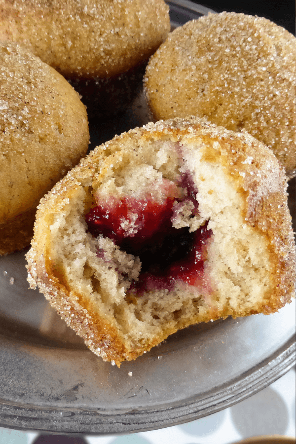 Spelt Doughnut Muffins with Raspberry Jam