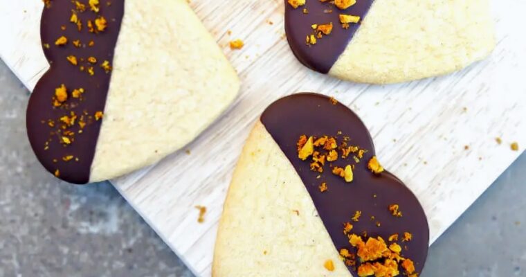 Ginger Spiced Butter Cookies Dipped in Dark Chocolate