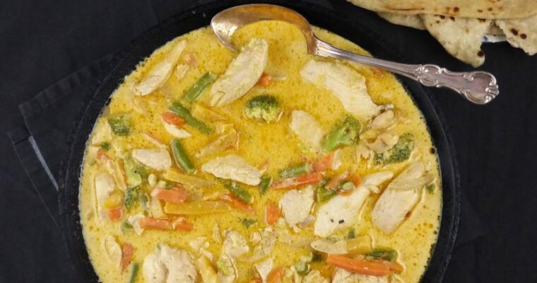 Garlic Coconut Chicken Curry with Homemade Roti