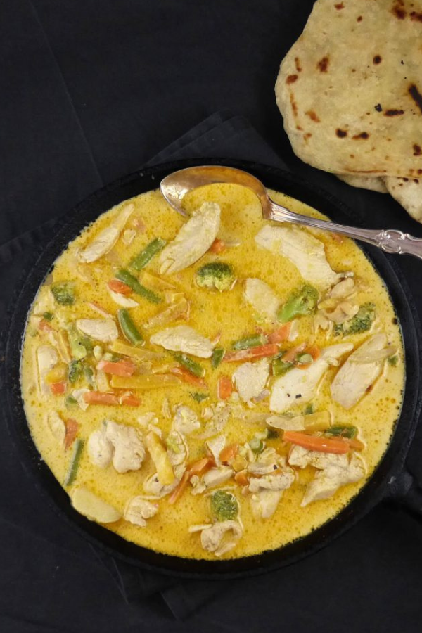 Garlic Coconut Chicken Curry with Homemade Roti