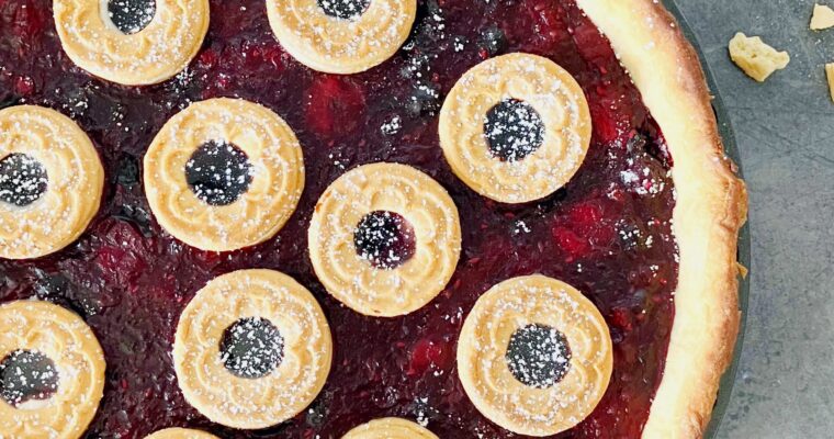 Mixed Berry Pie (topped with jammy biscuits)