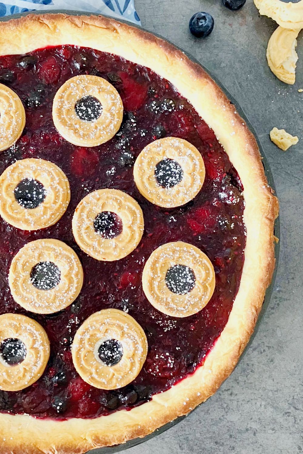 Mixed Berry Pie (topped with jammy biscuits)