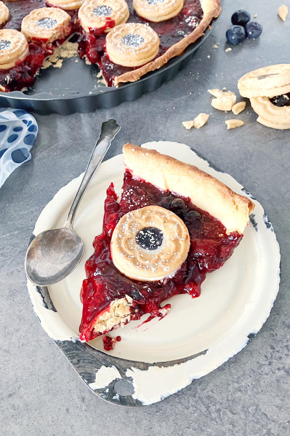 Mixed Berry Pie (topped with jammy biscuits)