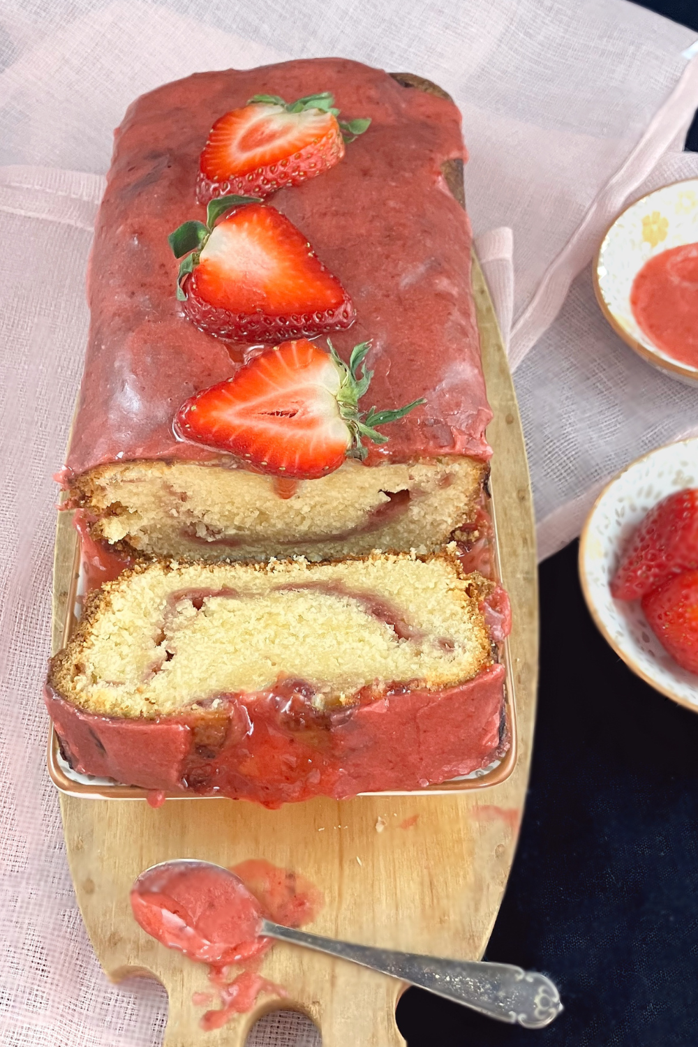 Strawberry Swirl Spelt Pound Cake (with a Strawberry Glaze)