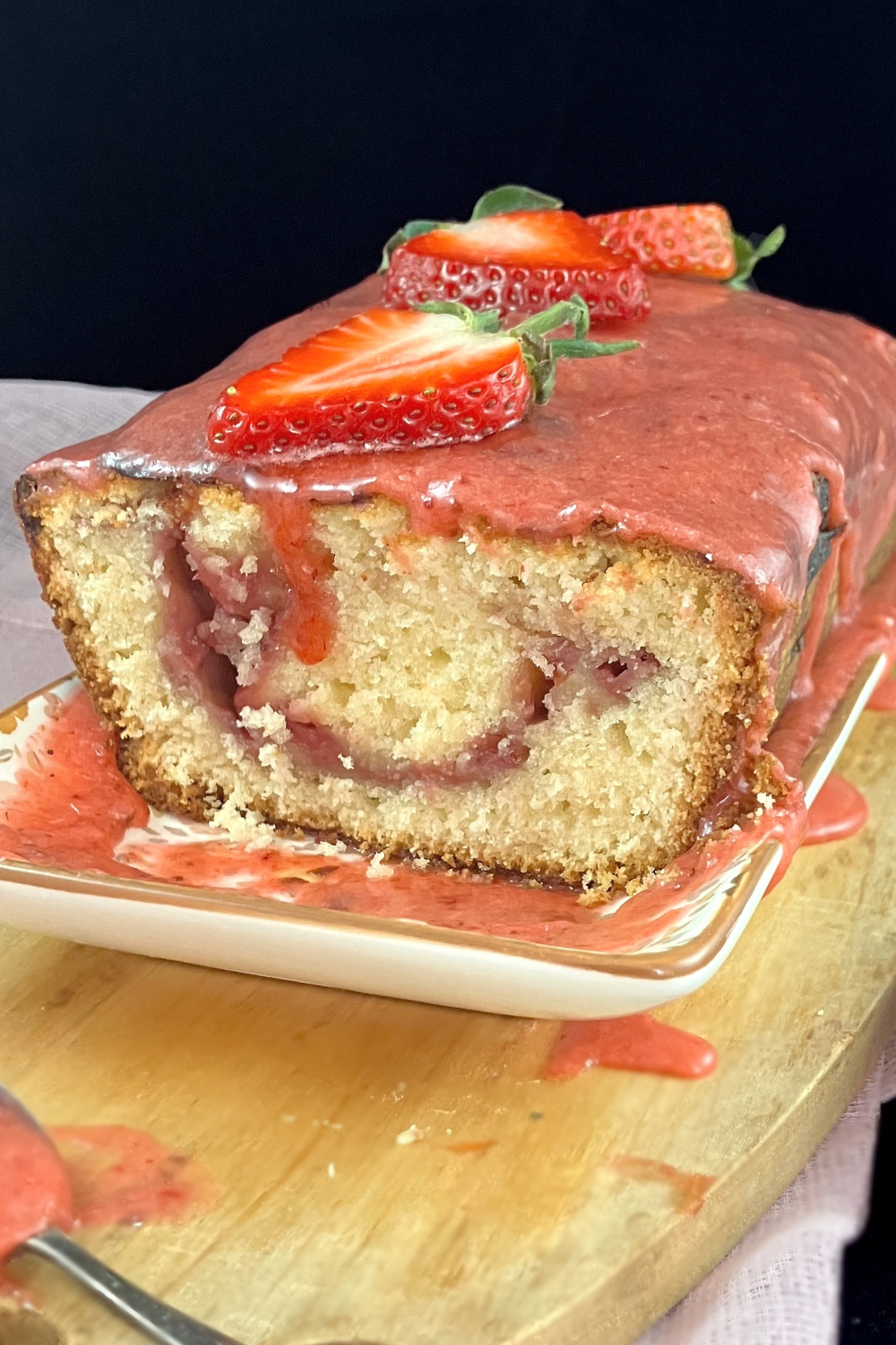 Strawberry Swirl Spelt Pound Cake (with a Strawberry Glaze)