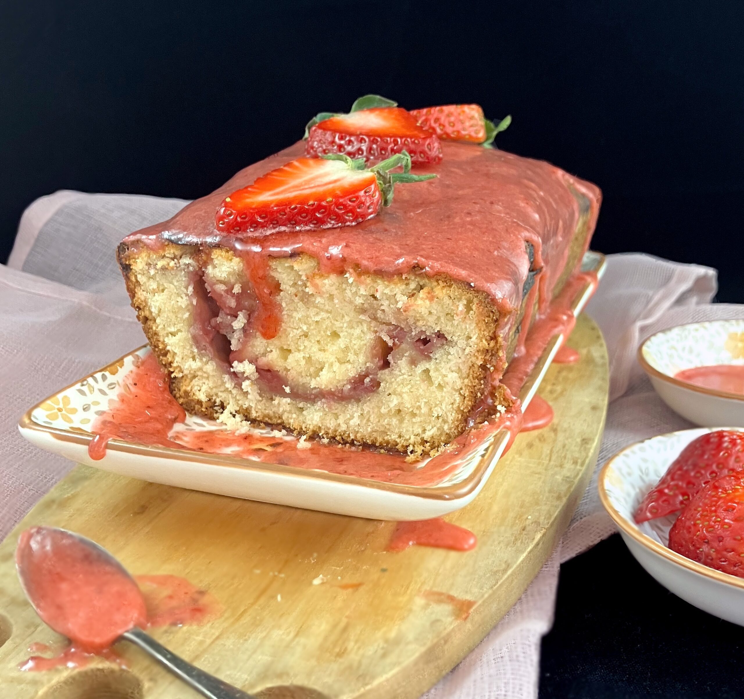 Strawberry Swirl Bundt Cake with Vanilla Icing - Bakers Table
