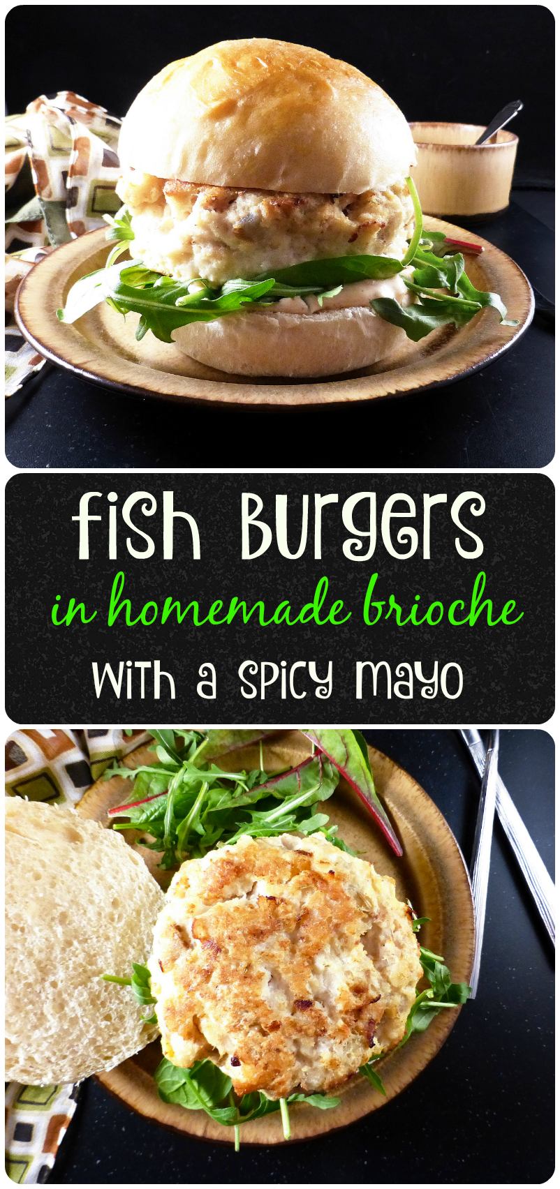 Fish Burgers with a Spicy Shallot Mayonnaise in Homemade Soft Spelt Buns