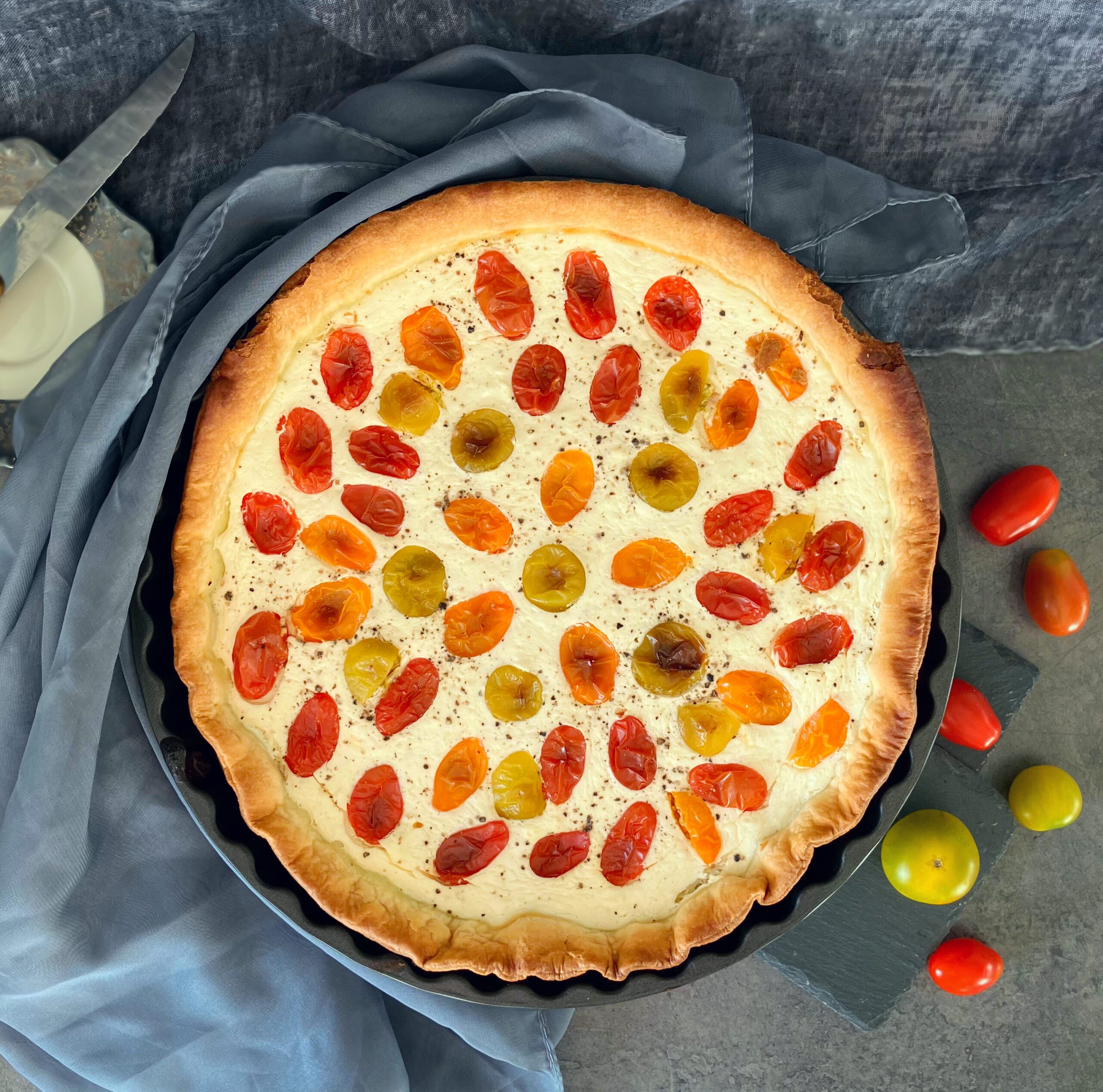 Feta and Cream Cheese Tomato Pie