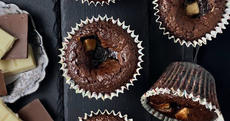 Triple Chocolate Spelt Kladdkaka Muffins