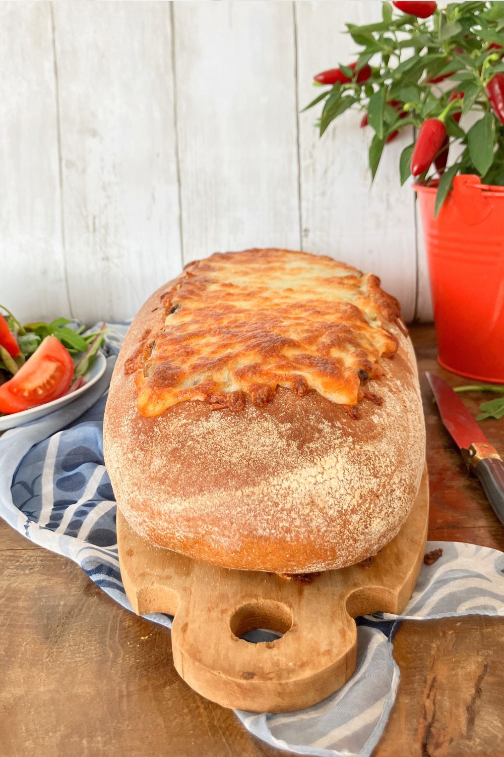 Mushroom Bolognese Stuffed Garlic Bread