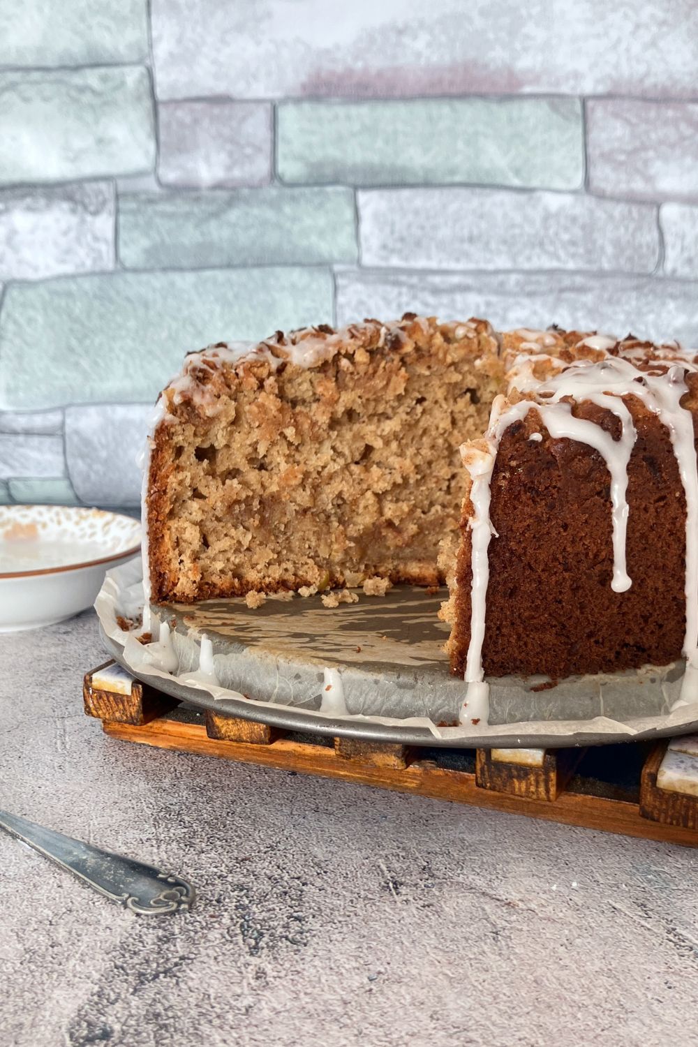 Lighter Spelt Apple Streusel Cake (with a simple drizzle)