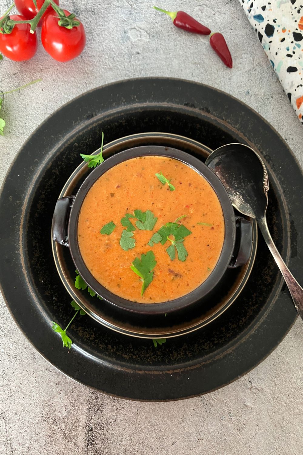 Spicy Roasted Vine Tomato and Red Onion Soup