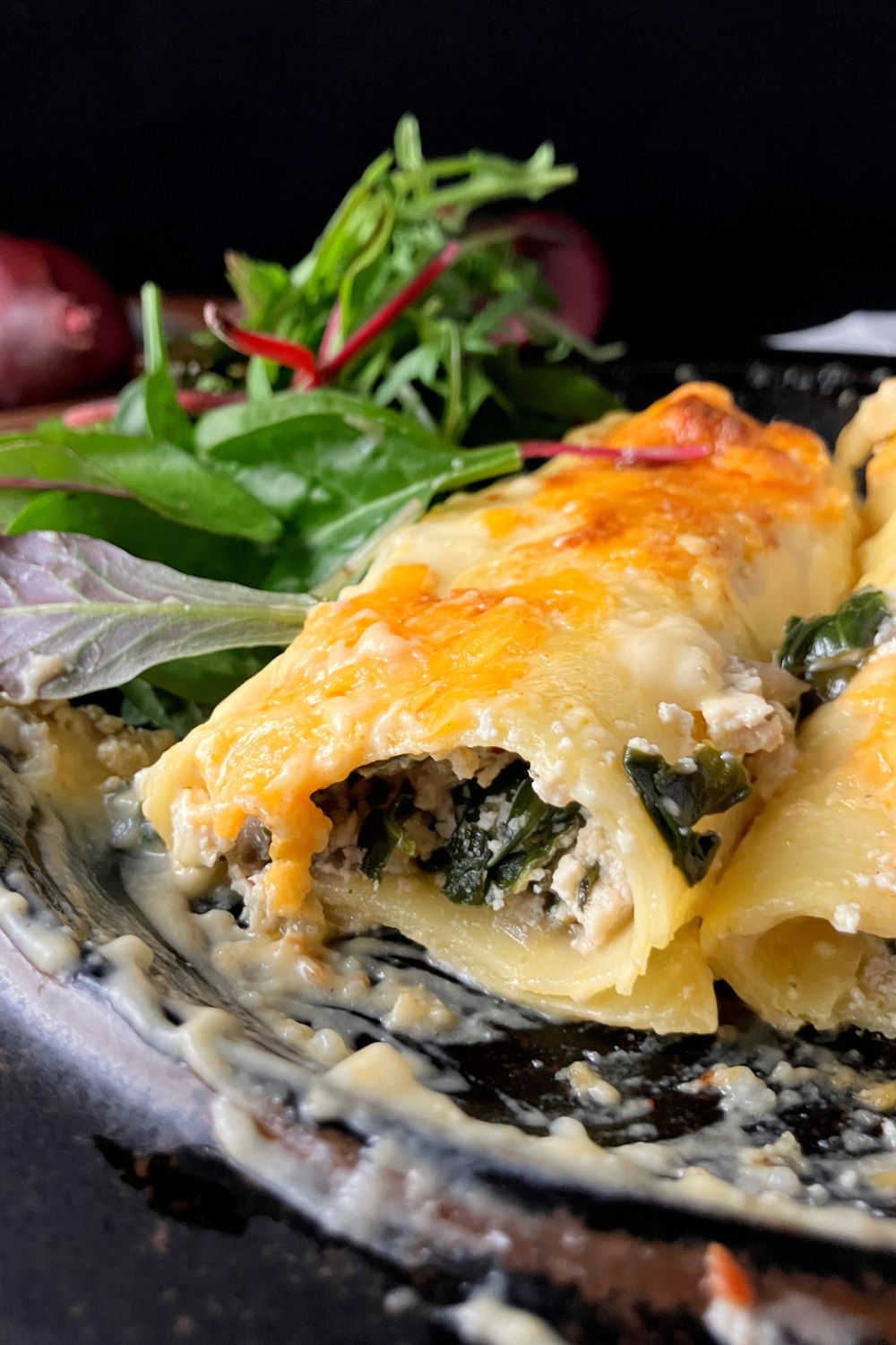 Spinach and Ricotta Lasagne Rolls (with Cheddar Cheese Sauce)