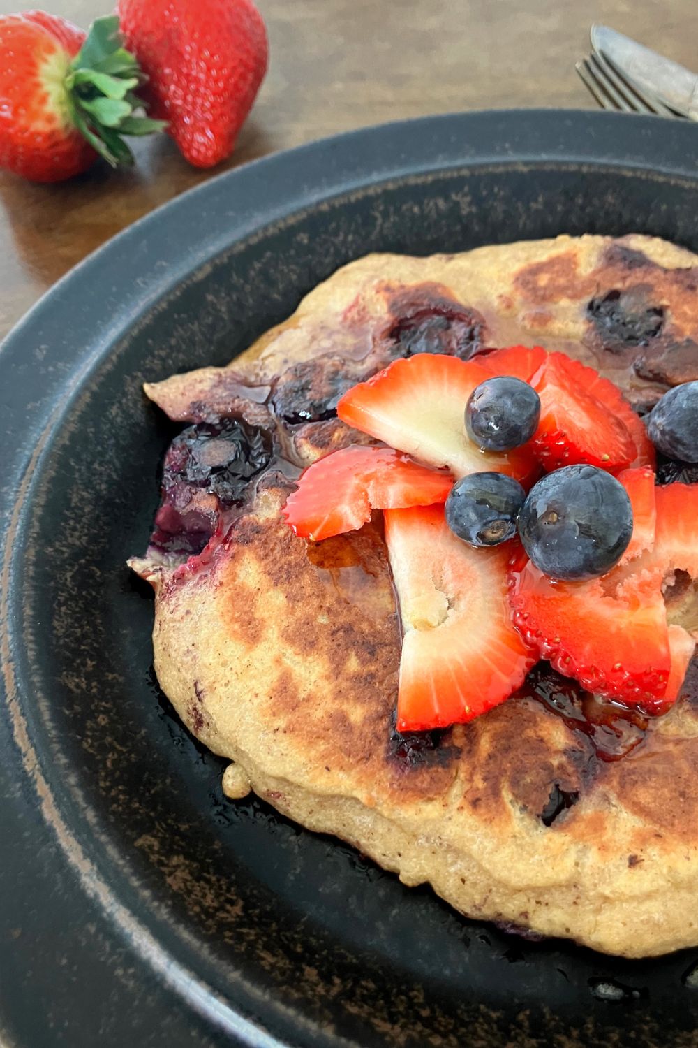 Oat Flour Banana Pancakes with Blueberries (Small Batch)
