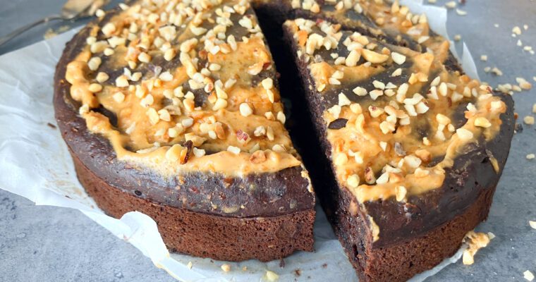 Peanut Butter Spelt Brownie Cake (with Cottage Cheese)